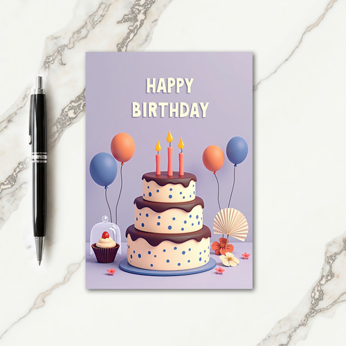 Coral Candles Birthday Card
