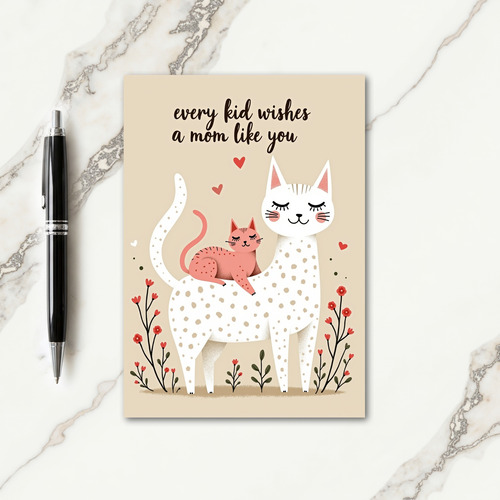 Coral Cat Mothers Day Art Card