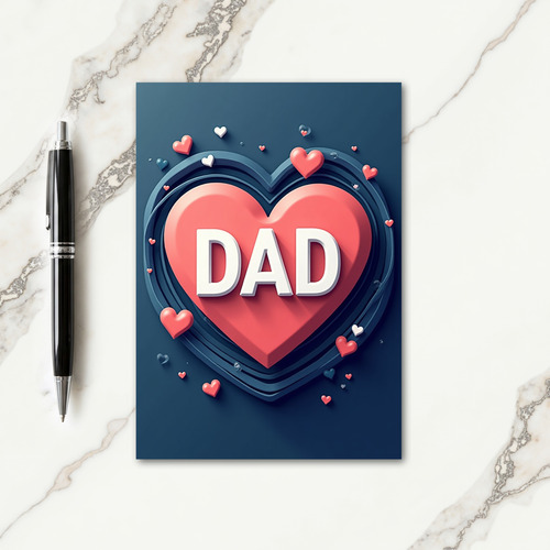 Coral Dad Heart Art Fathers Day Card