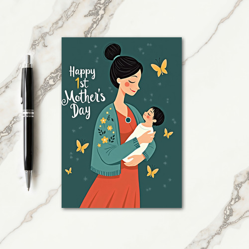 Coral Dress Mothers Day Card