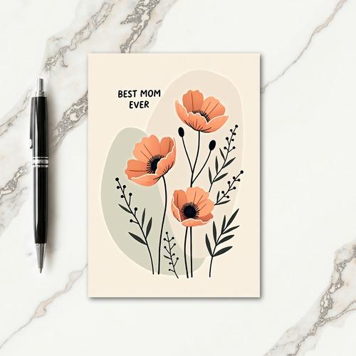 Coral Floral Best Mom Ever Card