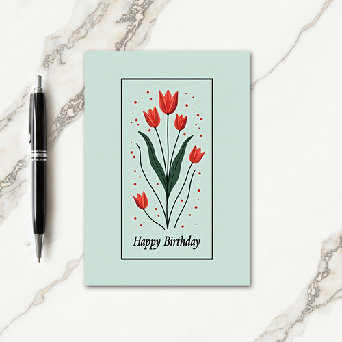 Coral Floral Birthday Card