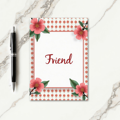Coral Floral Friend Card