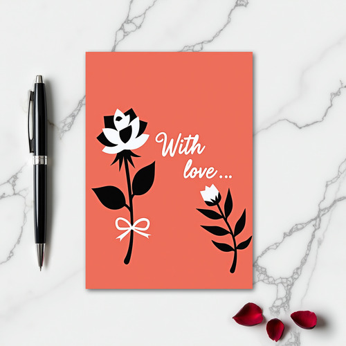 Coral Floral Love Greeting Card
