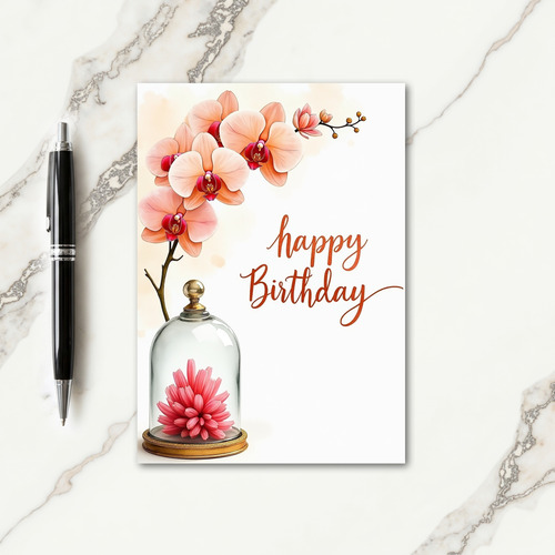 Coral Flower Birthday Card