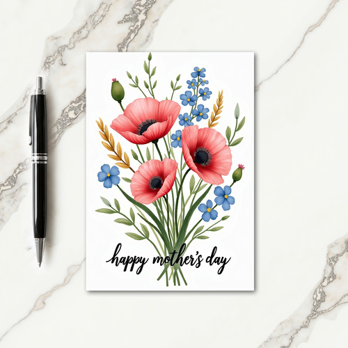Coral Flower Watercolor Art Card