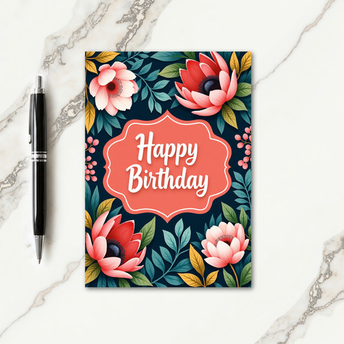 Coral Frame Birthday Card