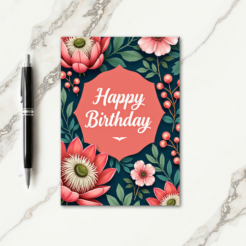 Coral Happy Birthday Bloom Card