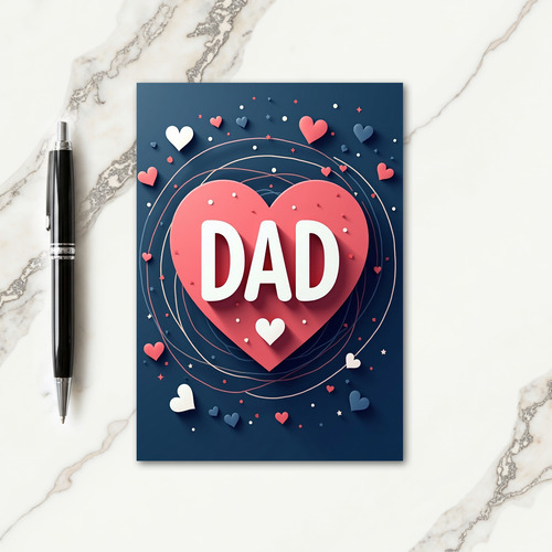 Coral Heart Daddys Day Card