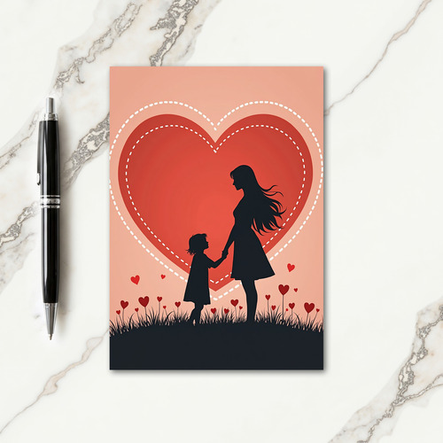 Coral Heart Mothers Day Scene Card