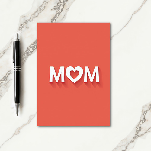 Coral Love Heart Mothers Day Card