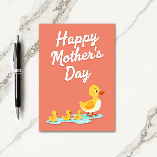 Coral Pink Birds Mothers Day Card