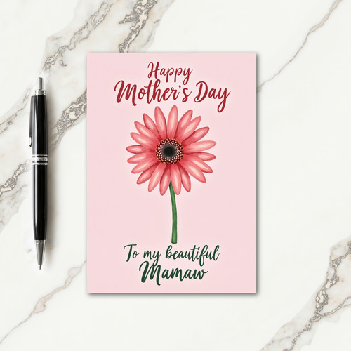 Coral Pink Floral Mothers Day Card