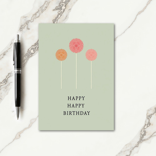 Coral Pom Birthday Card