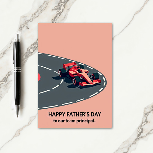 Coral Race Car Fathers Day Card