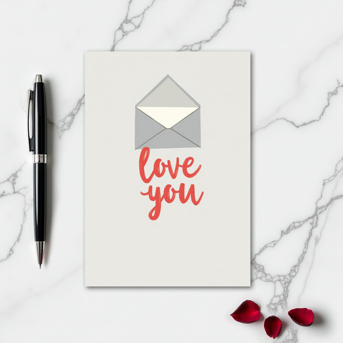Coral Romantic Love You Card