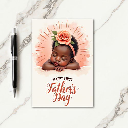 Coral Rose Fathers Day Card