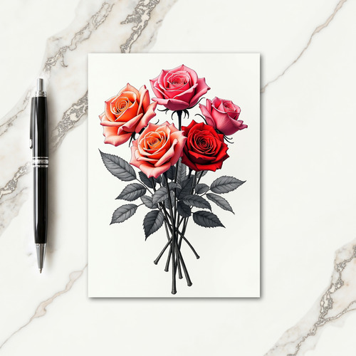 Coral Rose Floral Mothers Day Card