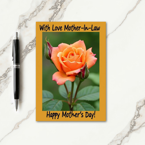 Coral Rosebud Mothers Day Card