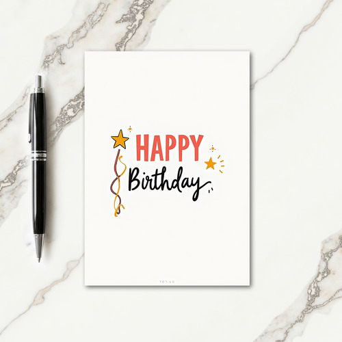 Coral Script Birthday Card