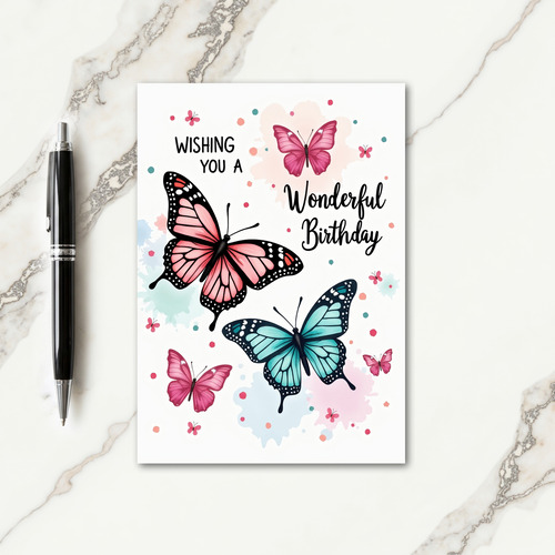 Coral Teal Birthday Card