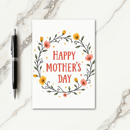 Coral Text Mothers Day Card