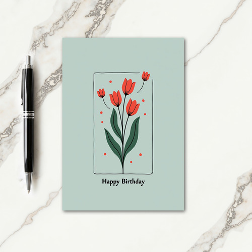 Coral Tulip Birthday Card