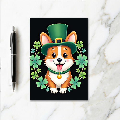 Corgi Clover Celebration Card