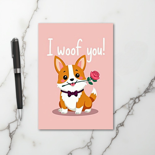 Corgi Love Woof You Dog Card