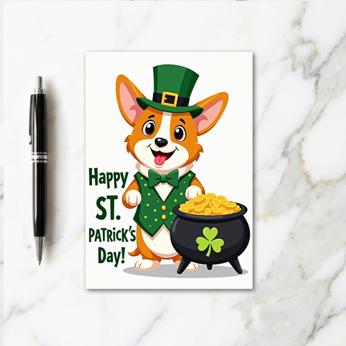 Corgi St Patricks Day Best Wishes Card