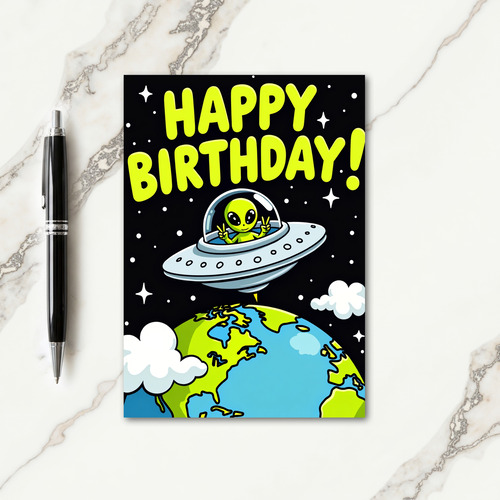 Cosmic Alien Birthday Card