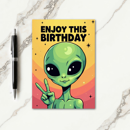 Cosmic Birthday Alien Card
