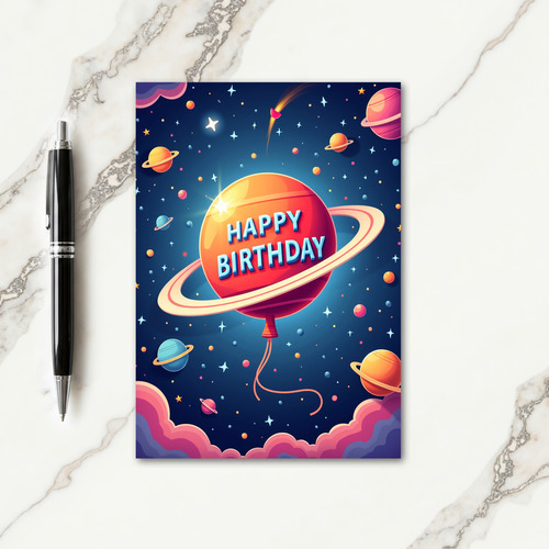 Cosmic Birthday Balloon Card