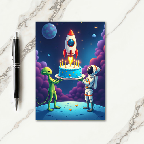 Cosmic Birthday Cake Card