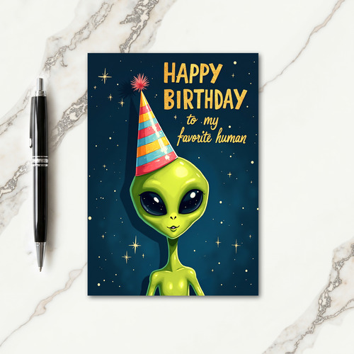 Cosmic Birthday Party Hat Card