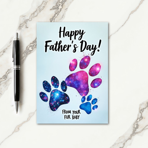 Cosmic Fathers Day Paw Print Card