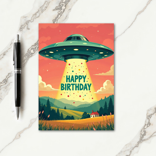 Cosmic Flying Disc Birthday Card