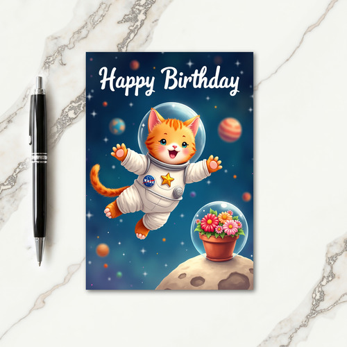 Cosmic Kitty Birthday Card