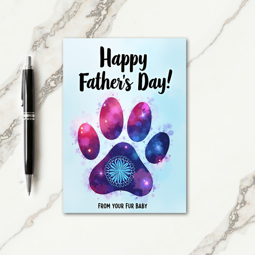 Cosmic Paw Print Fathers Day Card