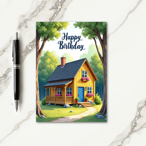 Cottage Birthday Illustration Card