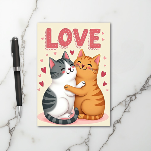 Couple Cats Hugging Love Card