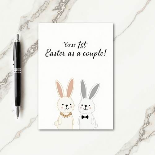 Couple Easter Rabbit Pattern Card