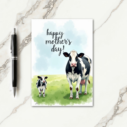 Cow Family Mothers Day Art Card