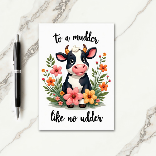 Cow Mothers Day Illustration Card