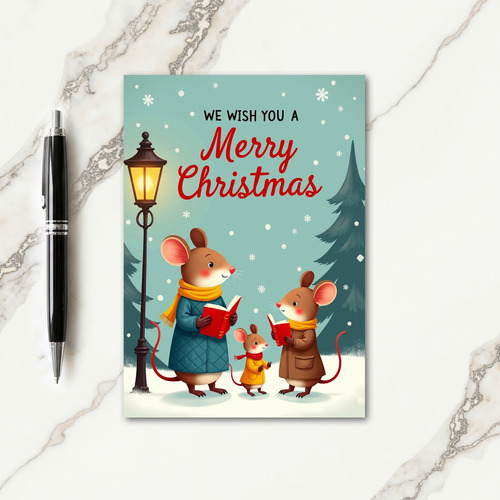 Cozy Animal Reading Christmas Card