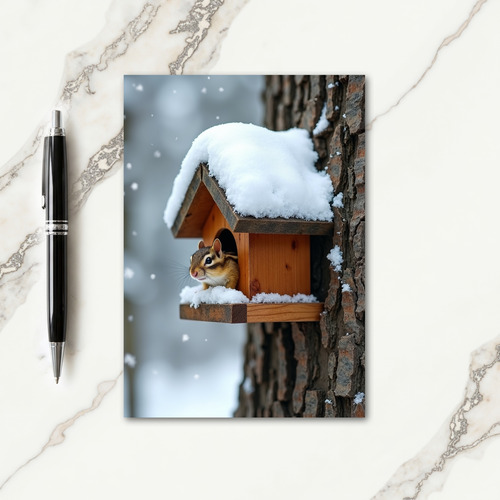 Cozy Animal Snow Christmas Card