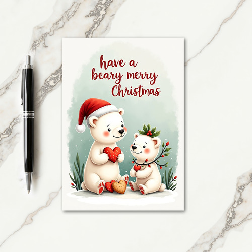 Cozy Bear Snow Scene Christmas Card