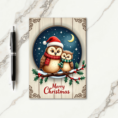 Cozy Birds Holly Branch Card