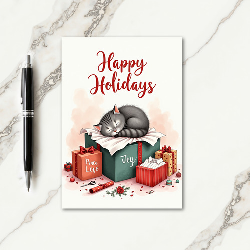 Cozy Cat Holiday Card