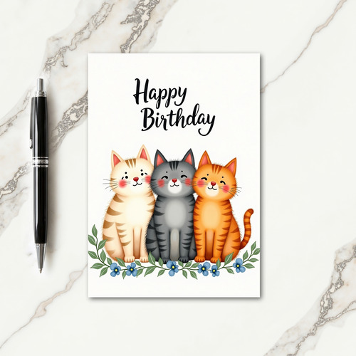Cozy Cats Birthday Card